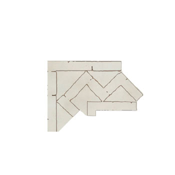 Mosaic House Moroccan tile ZigZag S Corner 1 White,    solid zellige, mosaic, zellij, border, glaze, simple 